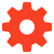 Red gear icon symbolizing settings or mechanical service.