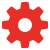 Red gear icon symbolizing settings or mechanical service.