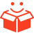 Smiling face icon above an open delivery box illustration.