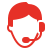 Icon of a person wearing a headset with a microphone representing online support.