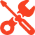 Red crossed screwdriver and wrench icon representing tools or settings.