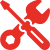 Red crossed screwdriver and wrench icon representing tools or settings.