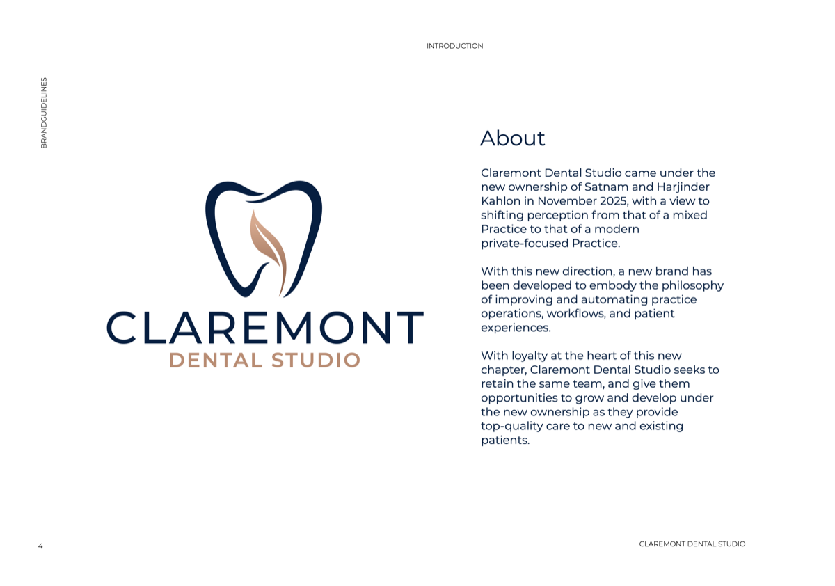 Claremont Dental Studio brand introduction and logo
