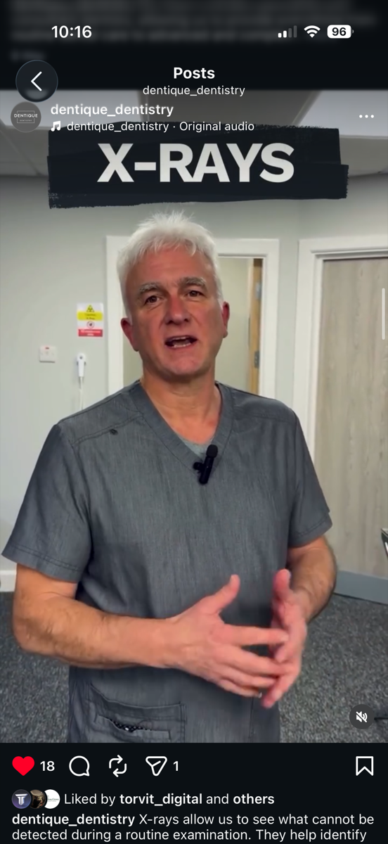 Dentique Dentistry Instagram video explaining dental X-rays