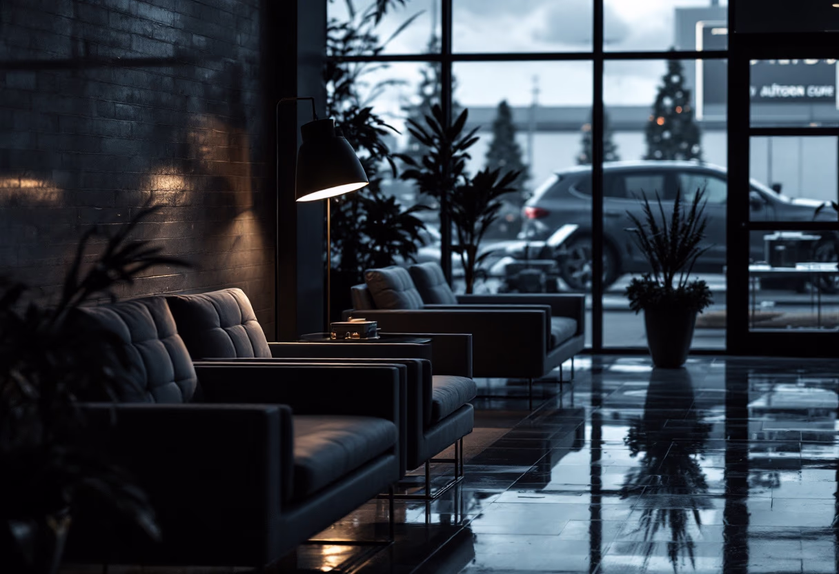 [background image] image of a welcoming reception area (for an automotive service)