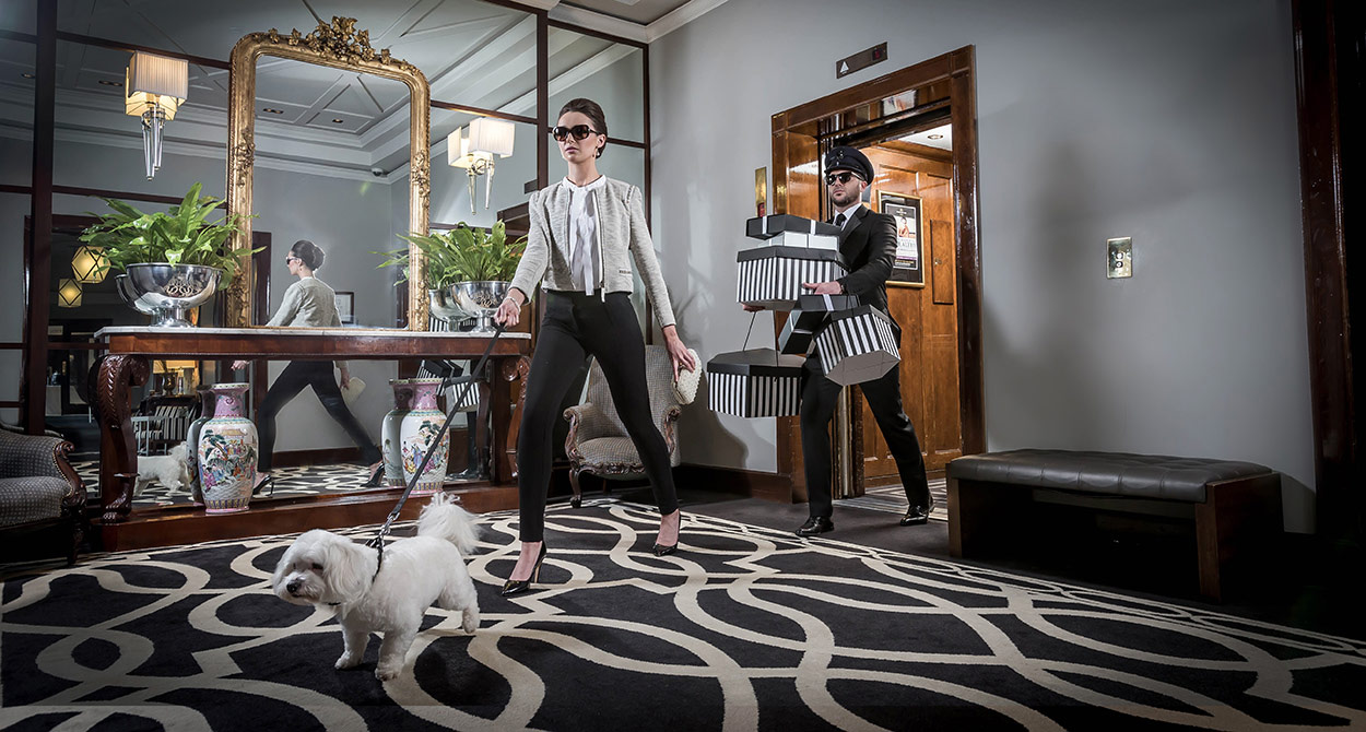 Lady with chauffeur in Lobby of Castletroy Park Hotel - Lifestyle Photography © David Cantwell Photography