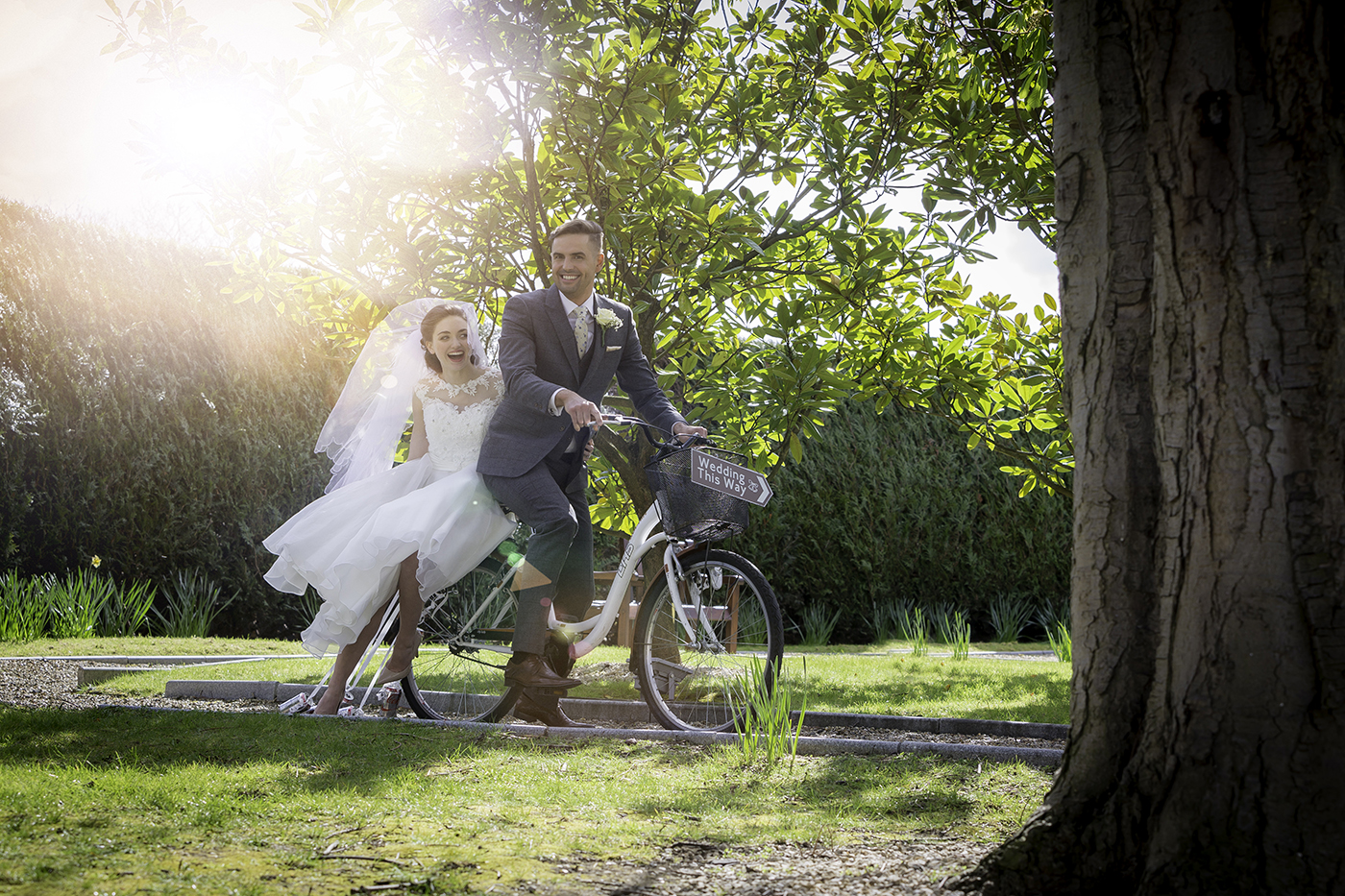Quirky Bride & Groom on a Bike @ Clayton Hotel Ballsbridge © David Cantwell Photography