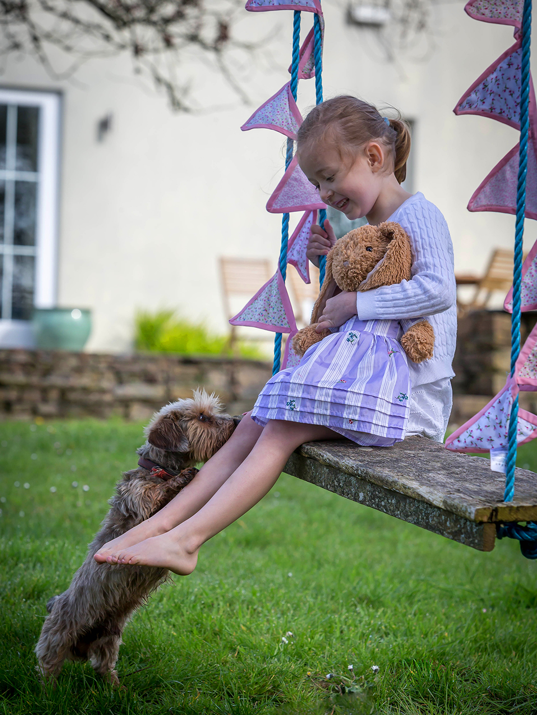 Girl on Swing With Dog - Lifestyle Photography © David Cantwell Photography