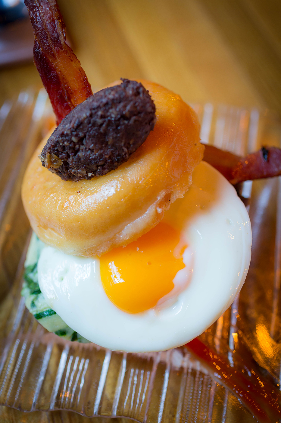 Paoched Egg, Pudding and Rasher Bagel Breakfast - Food Photography © David Cantwell Photography
