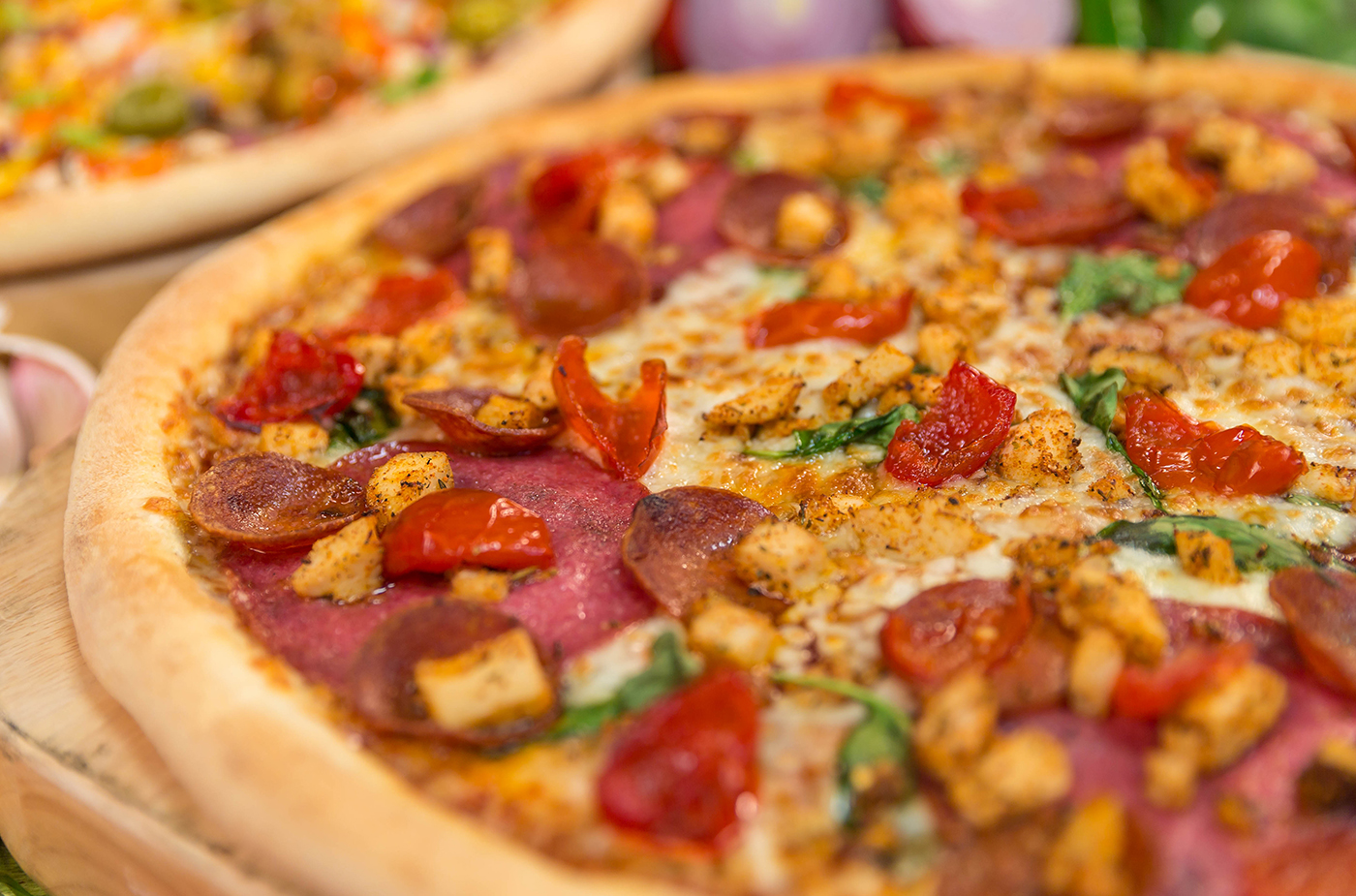 Pepperoni, Chicke, Cheese & Tomato Pizza @ Four Star Pizza - Food Photography © David Cantwell Photography