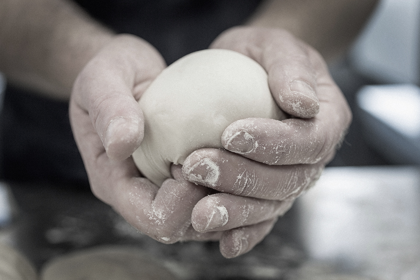 Chef Holding Pizza Dough - Food Photography © David Cantwell Photography