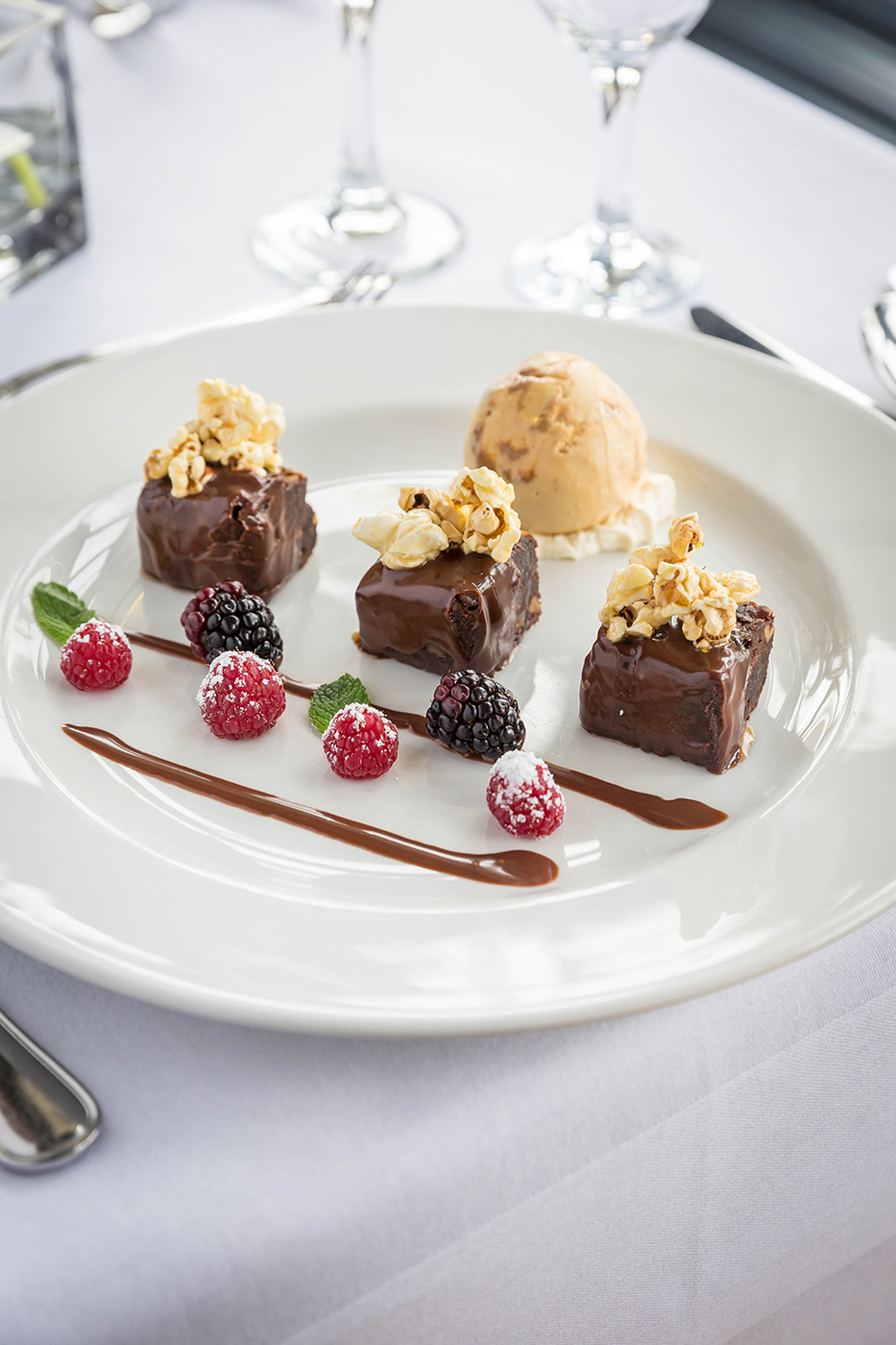 Chocolate Brownies with Caramalised Popcorn - Food Photography © David Cantwell Photography