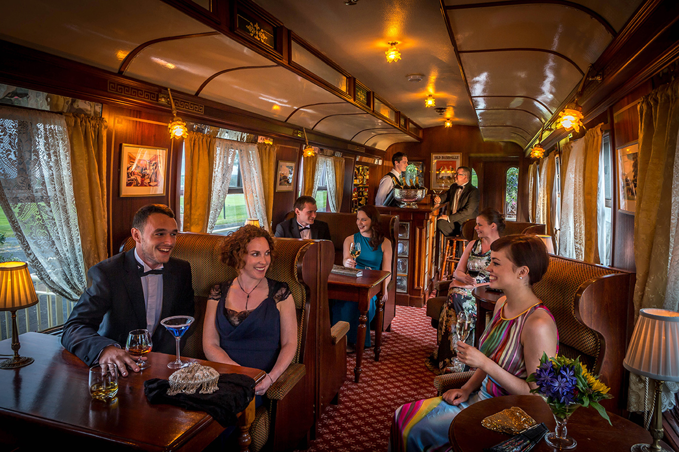 Pre Dinner Drinks ina Train Carraige - Food Lifestyle Photography © David Cantwell Photography