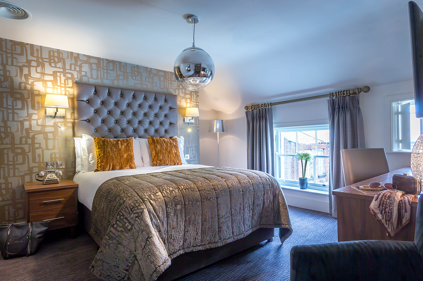 Double Bedroom Staged for Leisure Couple @ The Fleet Street Hotel Hotel Photographer © David Cantwell Photography