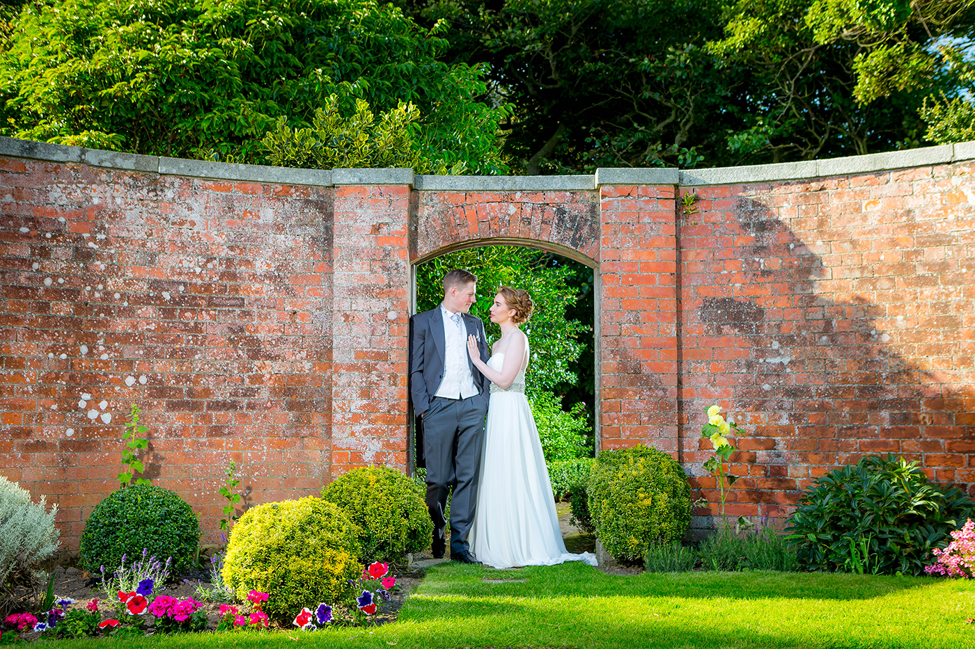 Bride @ Groom in the Walled Garden @ Portmarnock Hotel © David Cantwell Photography