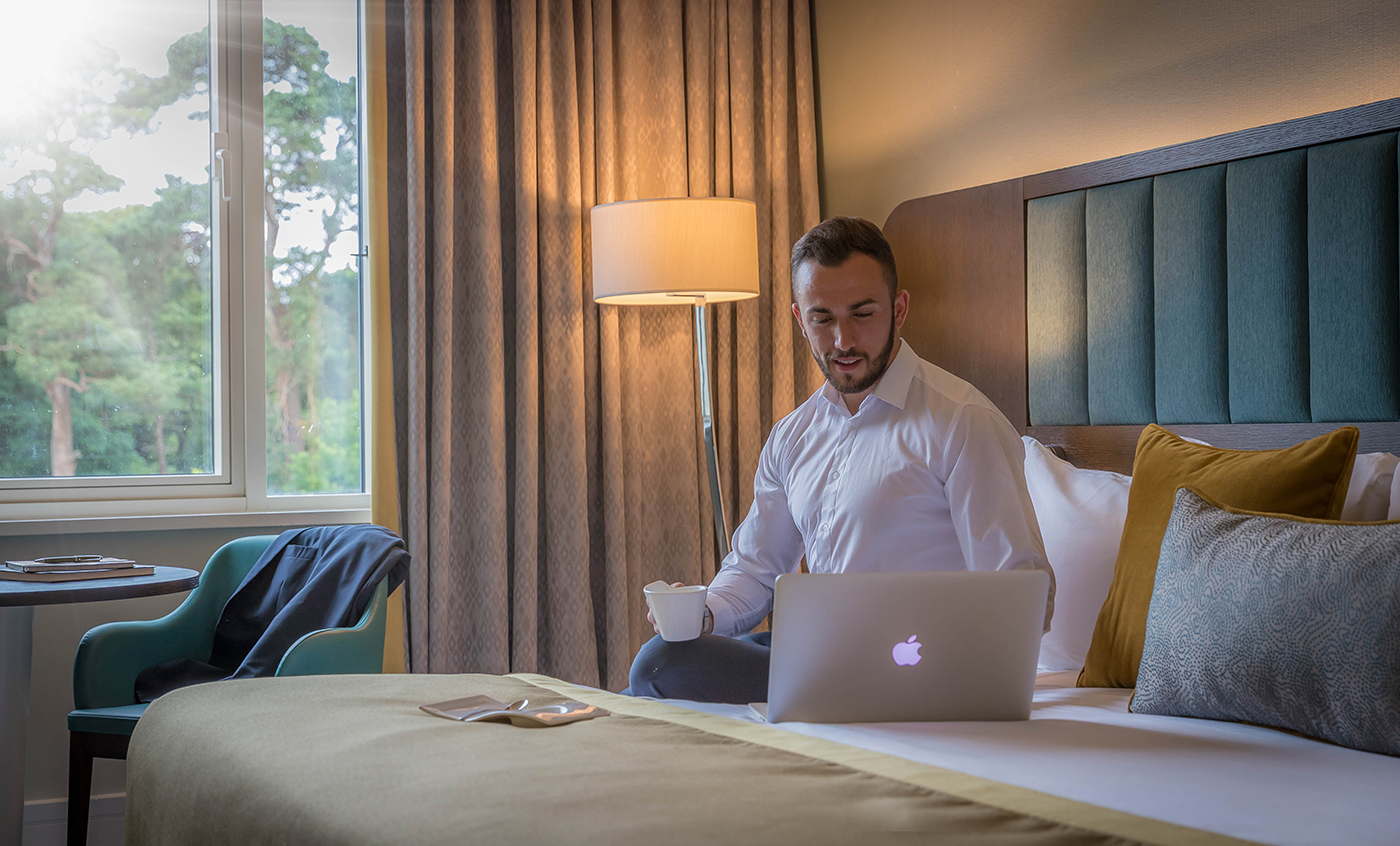 Businessman in Corporate Hotel Bedroom @ Fota Island Hotel Cork  - Hotel Lifestyle Photographer © David Cantwell Photography