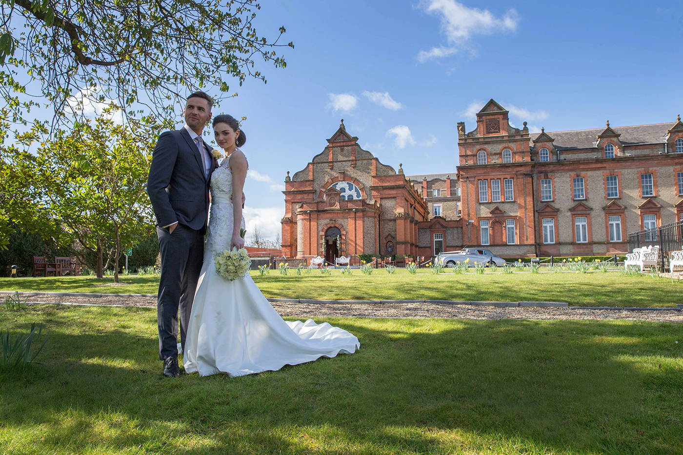 Bride & Groom on Hotel Grounds - Hotel Lifestyle Photography © David Cantwell Photography