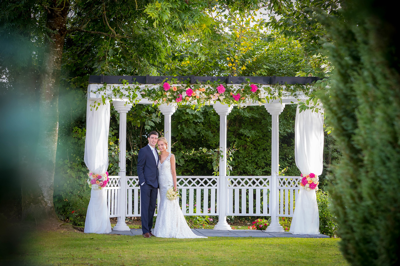 Bride & Groom at Pergola - Hotel Lifestyle Photography © David Cantwell Photography