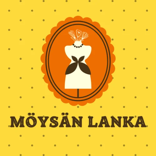 Möysanlanka logo, jossa mallinuken torso keltaisella taustalla