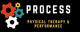 Logo with three interlocking gears above the text 'PROCESS' and 'Physical Therapy & Performance' in smaller yellow font.