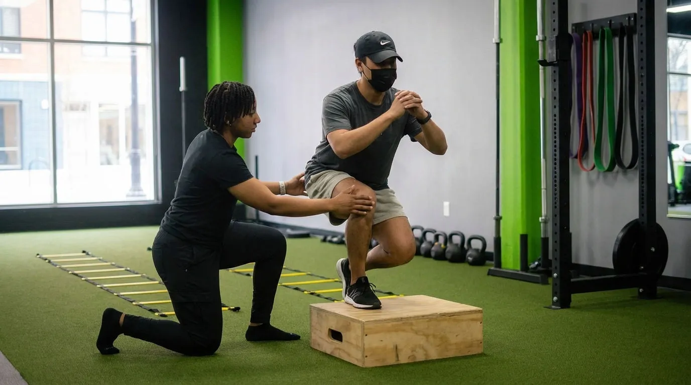 Patient working with a provider at a performance physical therapy clinic in Riverdale