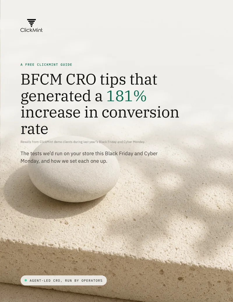 Cover of the ClickMint BFCM CRO tips guide