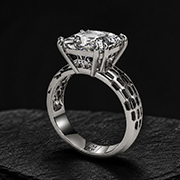 18k white gold solitaire ring featuring a 5.0 ct princess-cut lab-grown diamond from the MRW HEX SERIES.