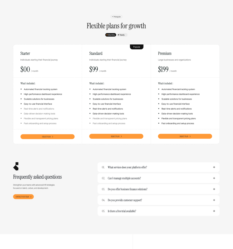 landing pricing three