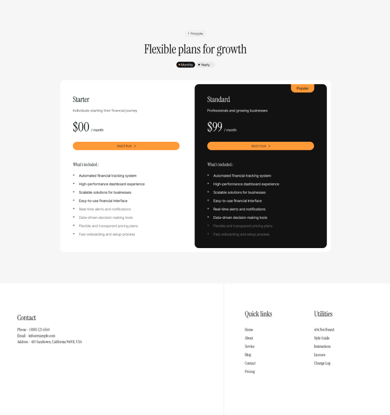 landing pricing two