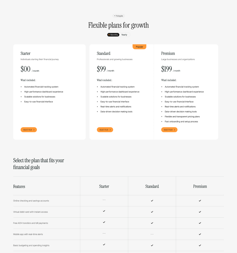 landing pricing one