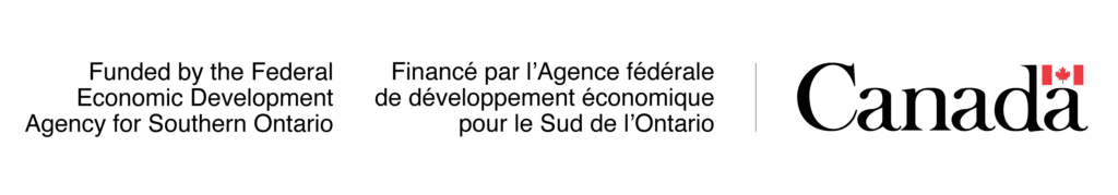Text stating funding by the Federal Economic Development Agency for Southern Ontario with the Canada wordmark and flag.