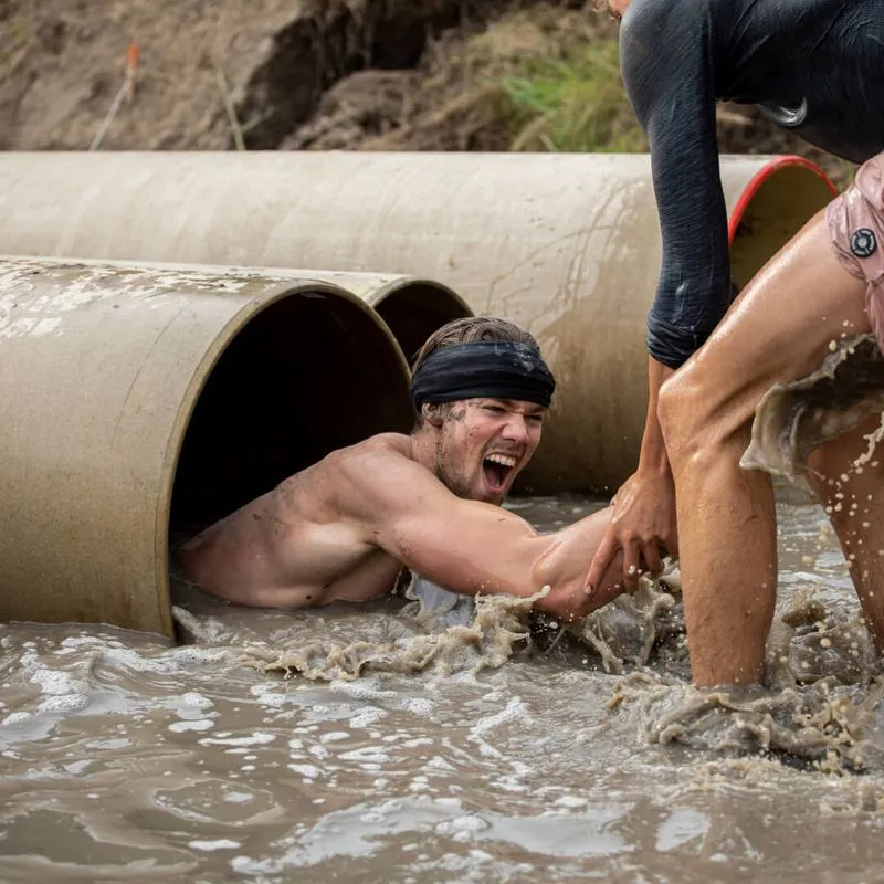 Participants in a tube with cold water