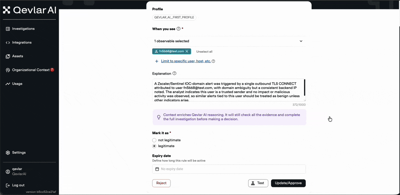How to add and edit investigation context with agentic ai
