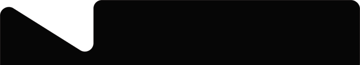 Black stylized arrow pointing left with a curved bottom edge.