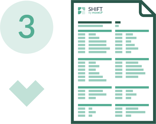 Step 3 icon with a document with lists