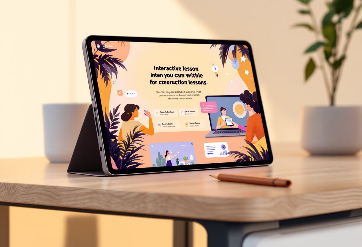 image of interactive lesson on tablet