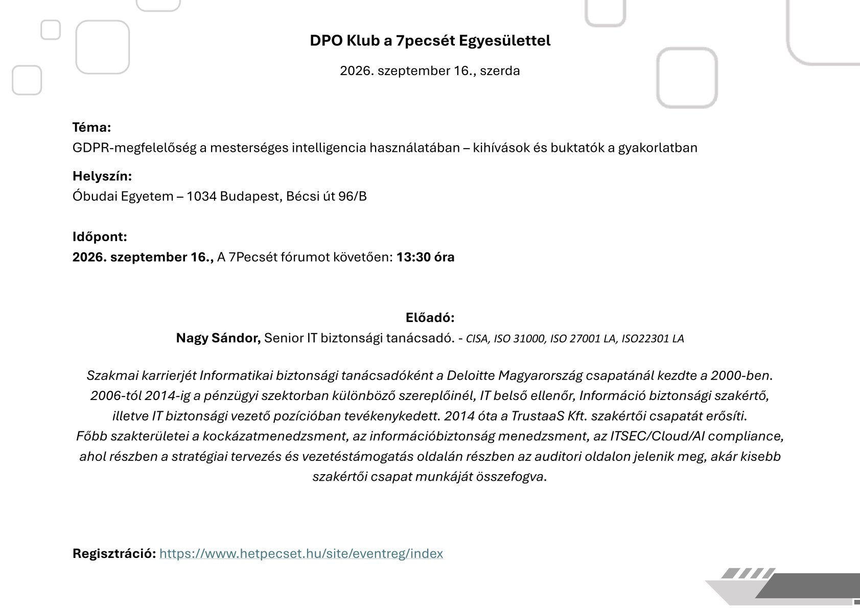 DPO Klub - 2026. szeptember 16.