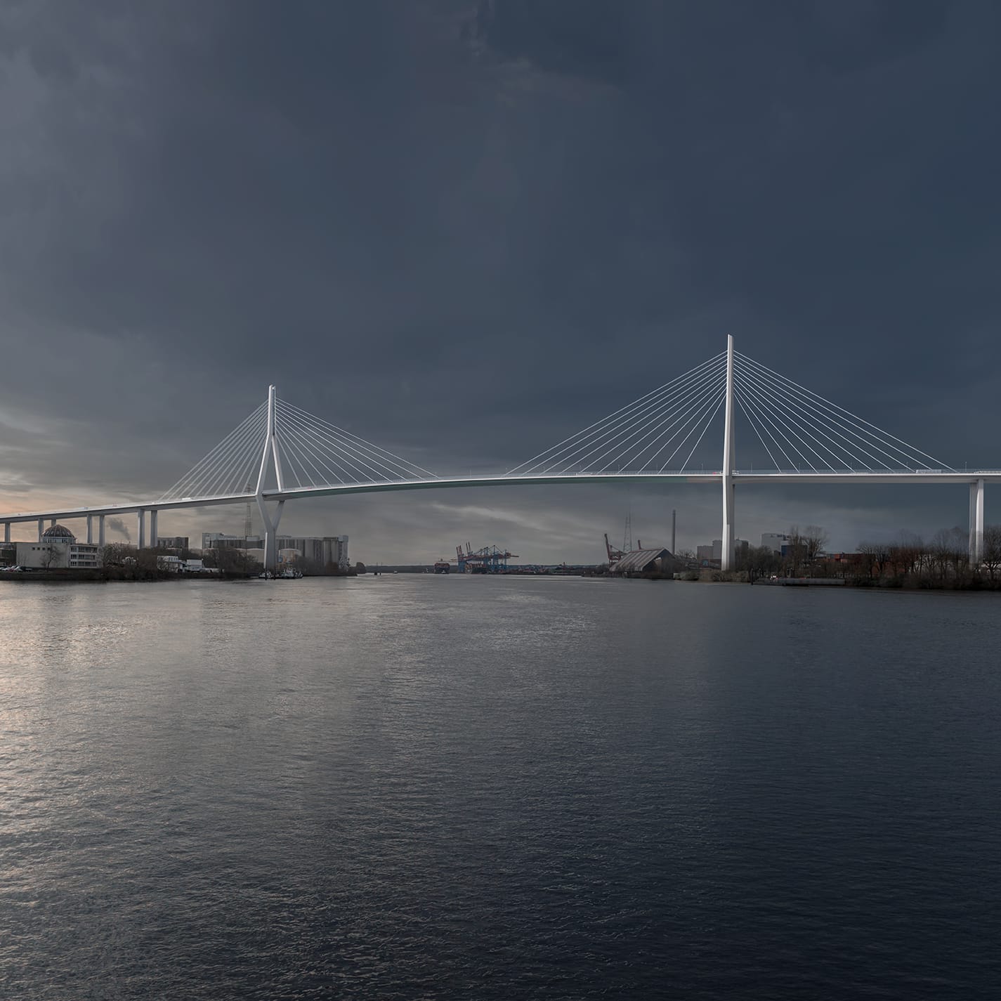 Blick zur neuen Köhlbrandbrücke