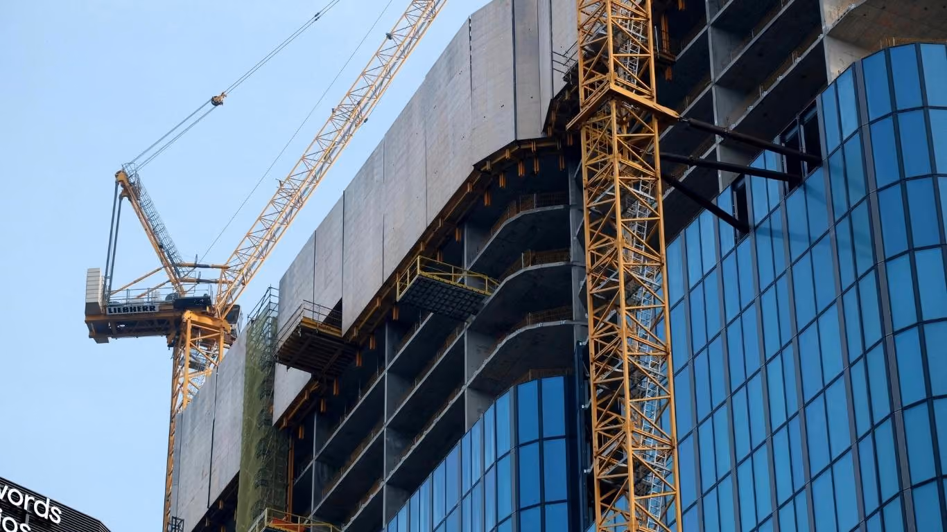 Construction taking place on a building