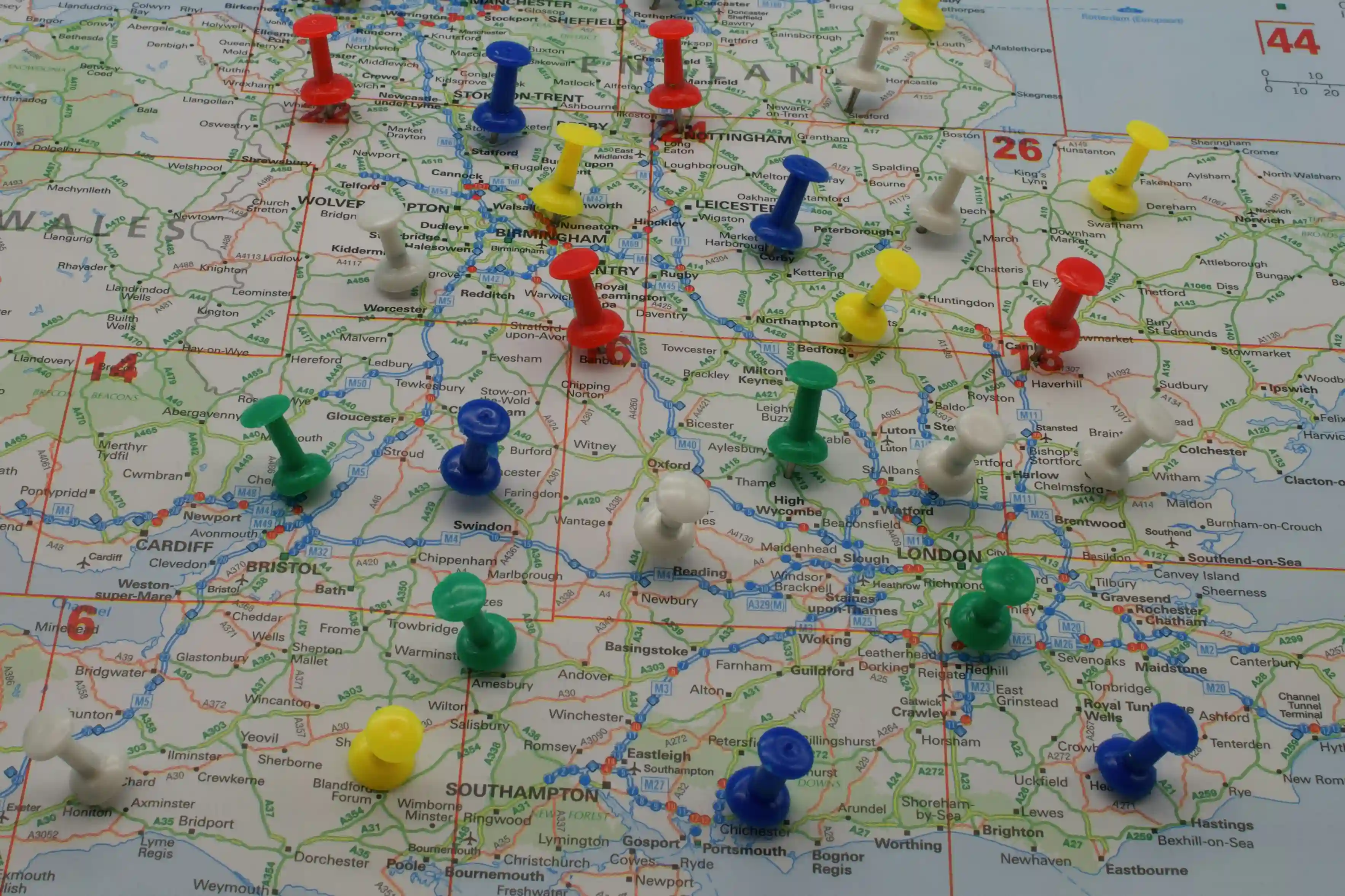pins on a map