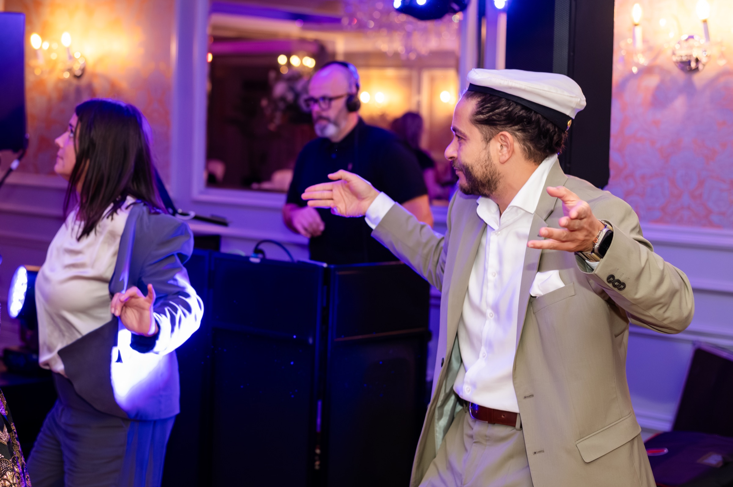Wedding reception dance floor lit by Brian Hennessy's DJ rig