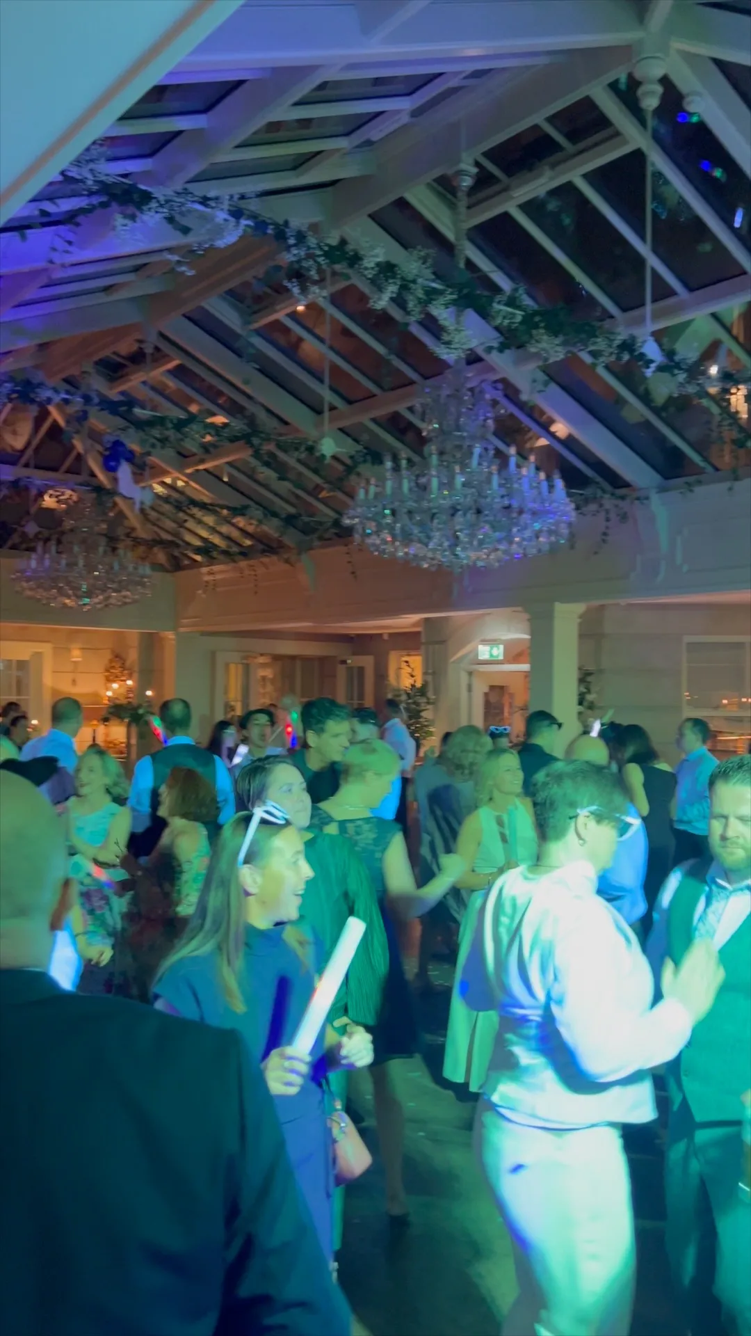 Wedding guests dancing at Tankardstown House during an evening reception with after-band DJ Brian Hennessy.