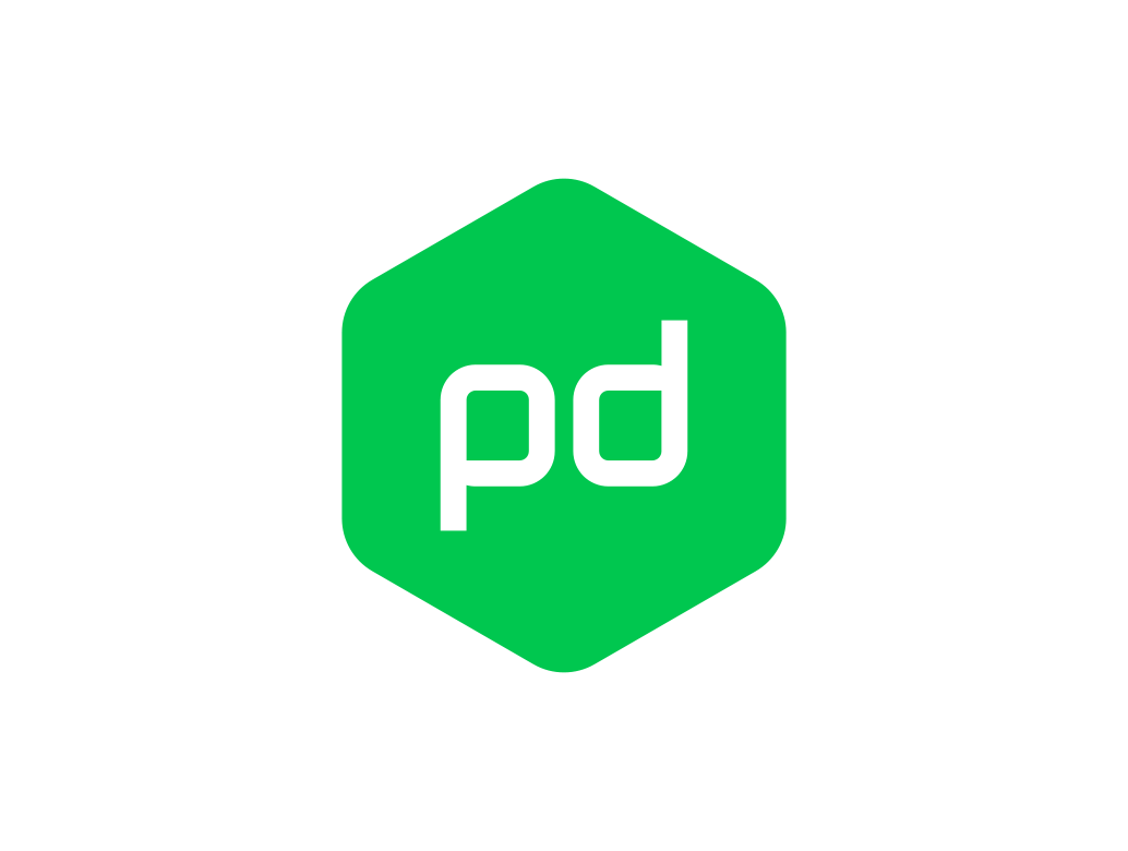 ServiceNow logo with white lowercase 'pd' letters inside a green hexagon.