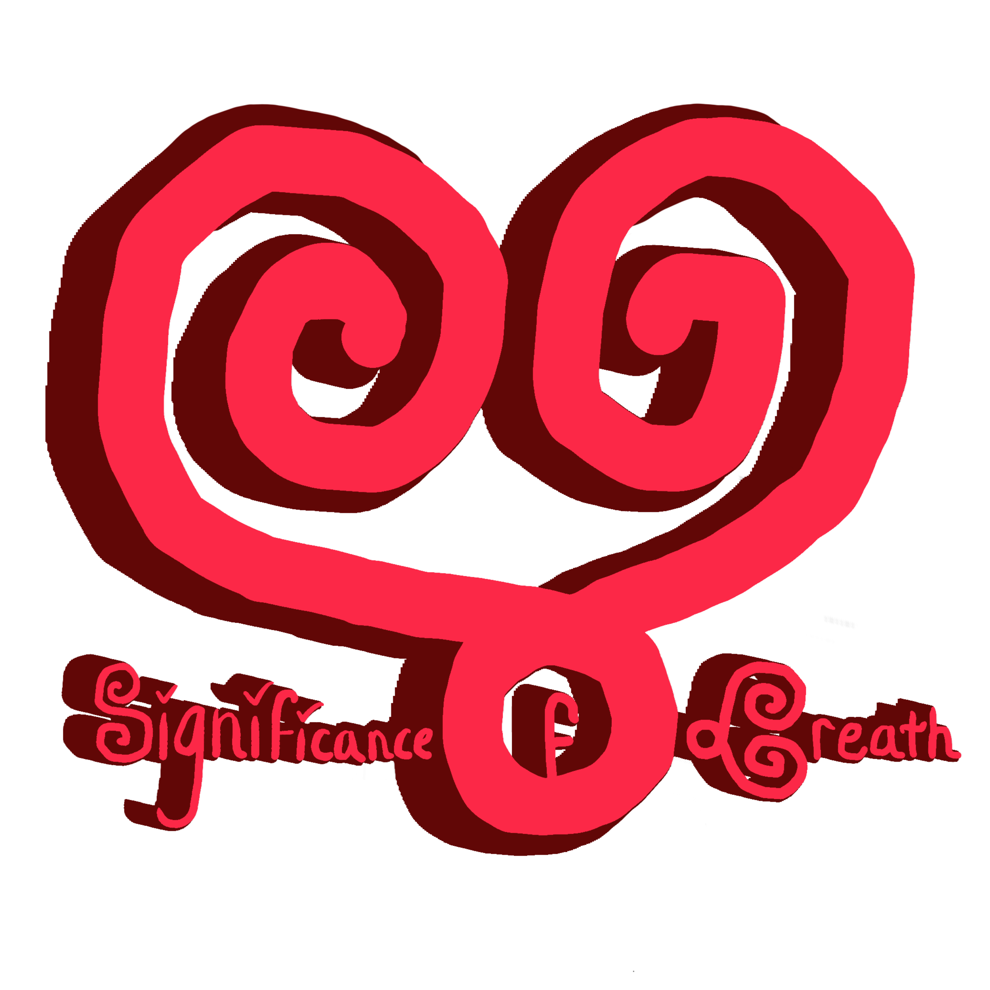 Significance of Breath's logo in gold: a heart, the inner tips curled with a loop at the bottom,  along with Significance of Breath written out, the f in "of" inside the loop.