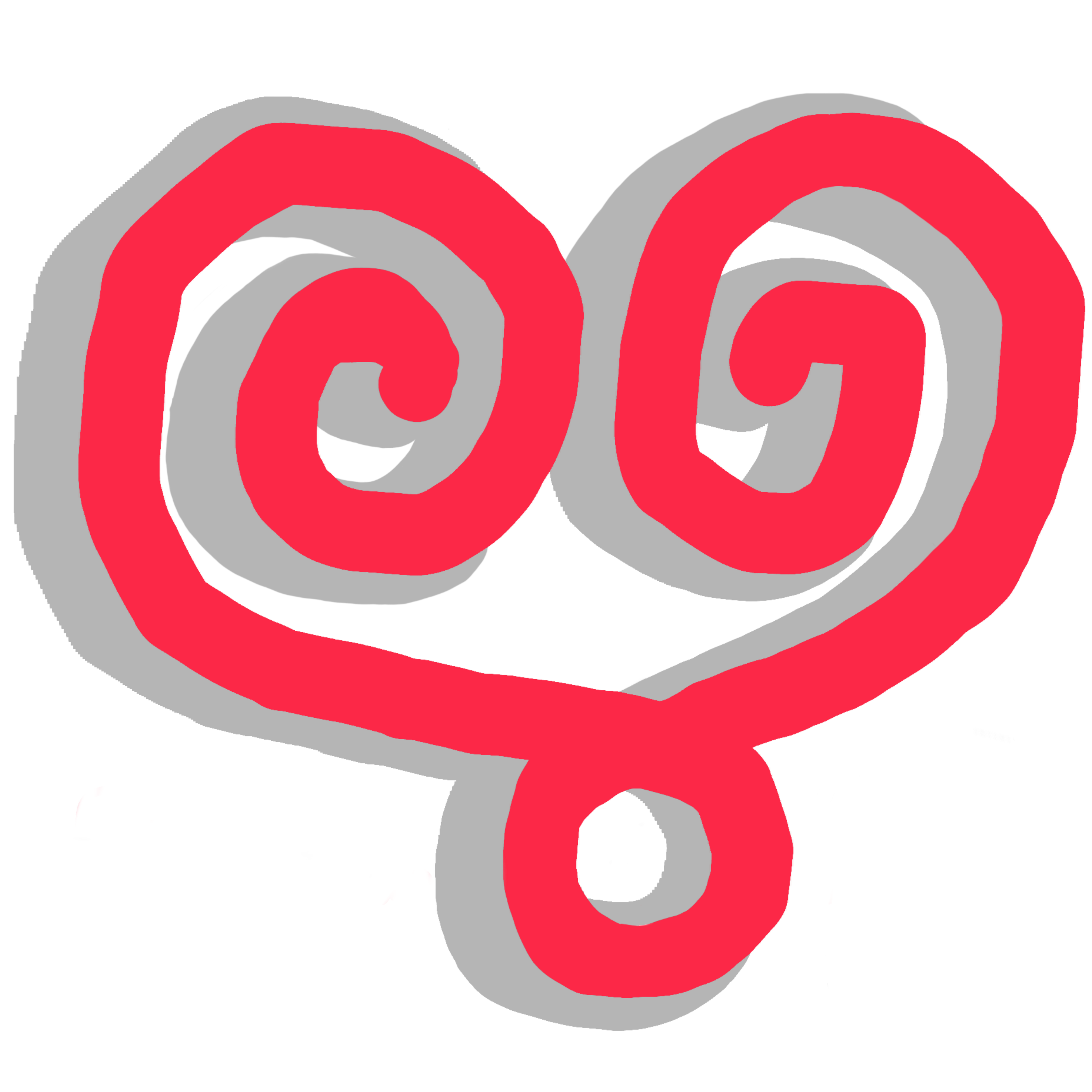 Significance of Breath's logo : a heart with a loop at the bottom, the inner tips, the entire logo shadowed in black.
