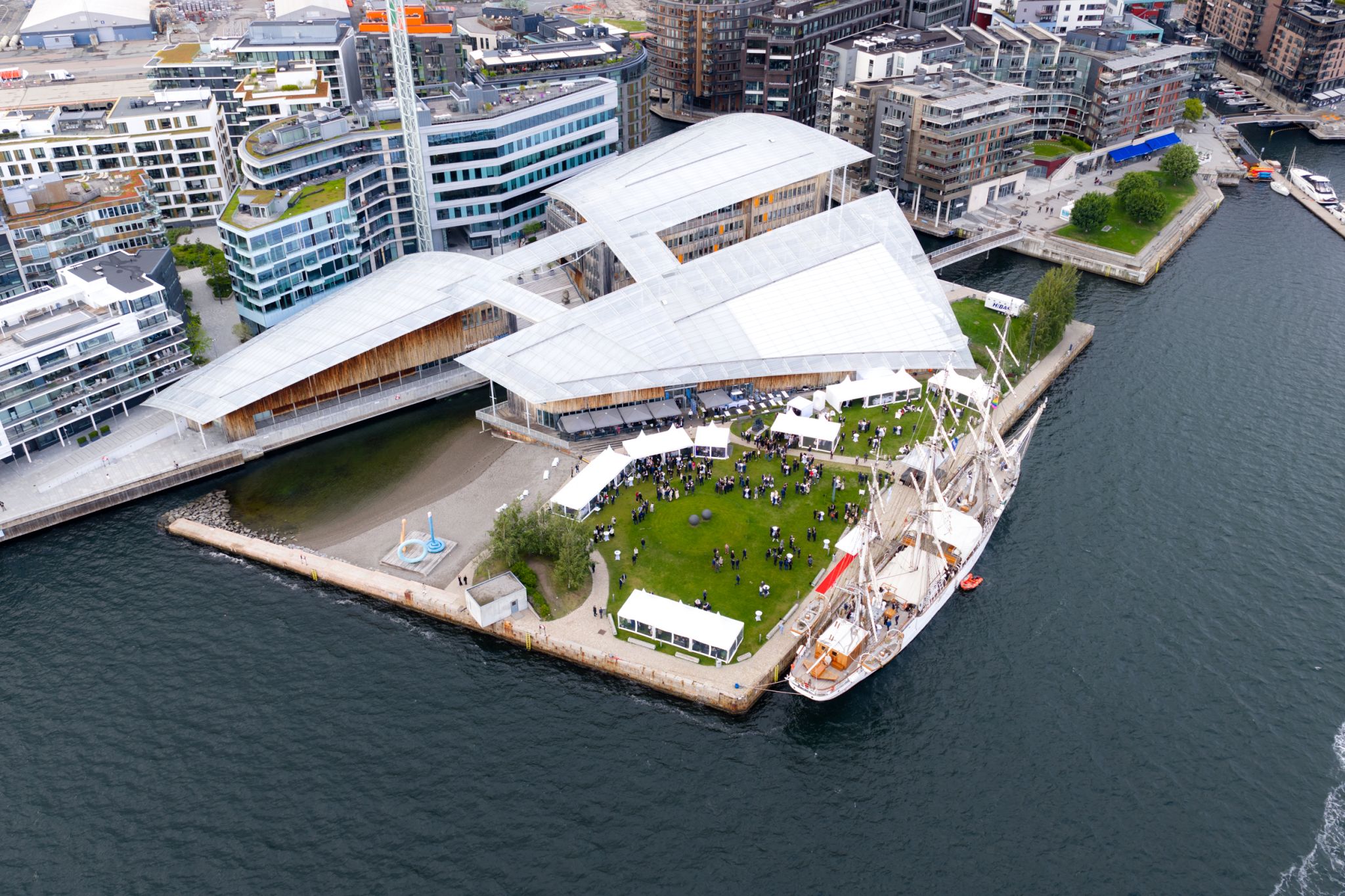 Aerial shot of Nor Shipping 2025 in Norway.