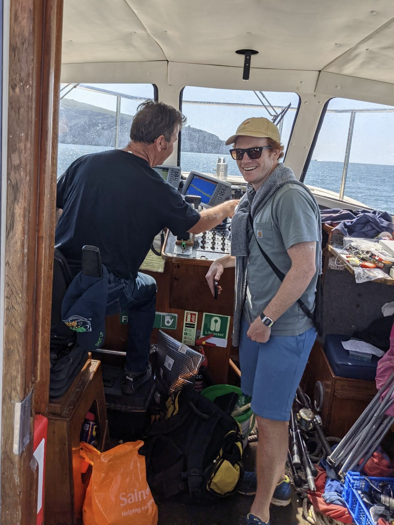 Film director on boat.