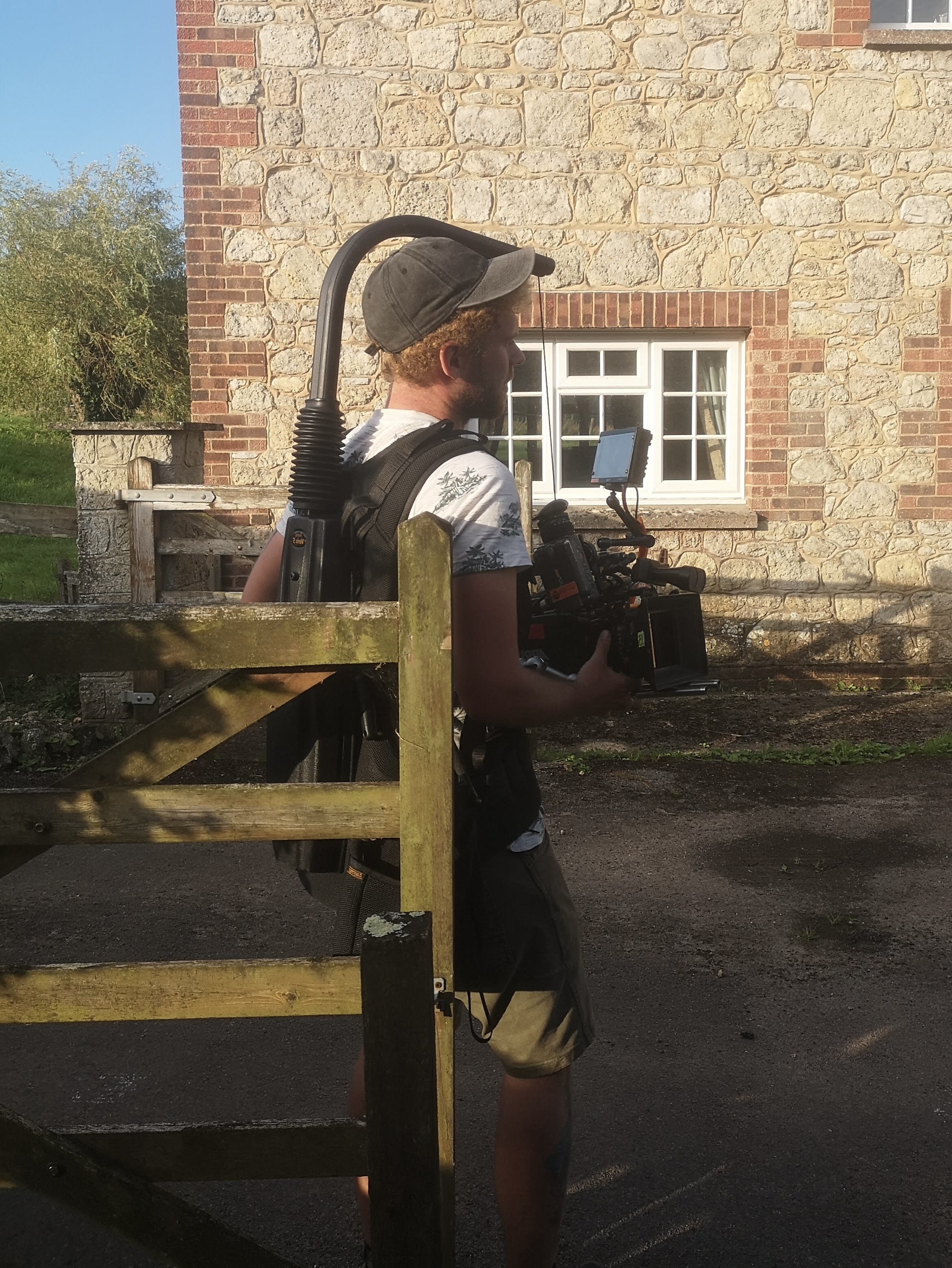 Cameraman on film set.