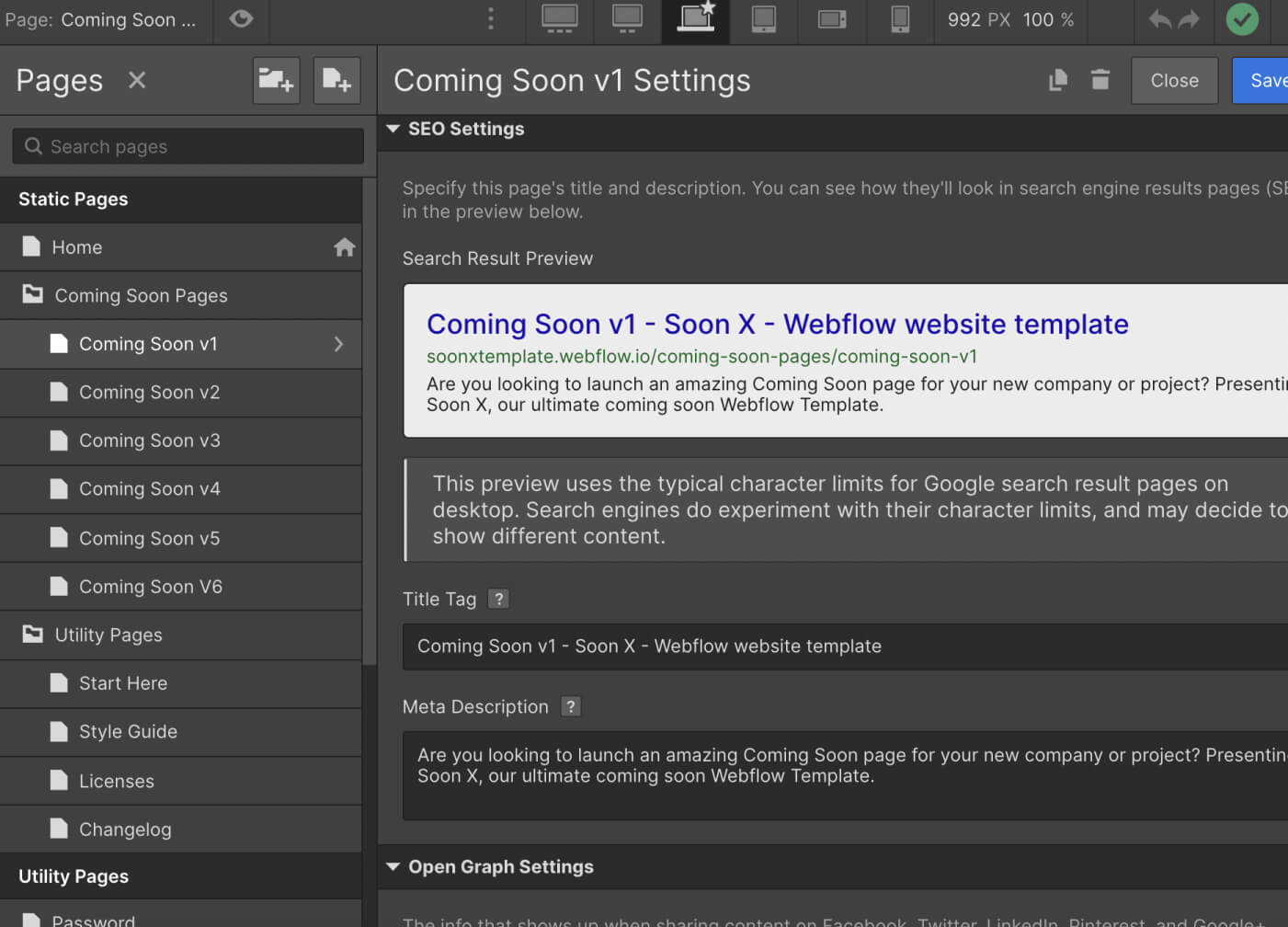 SEO - Soon X Webflow Template