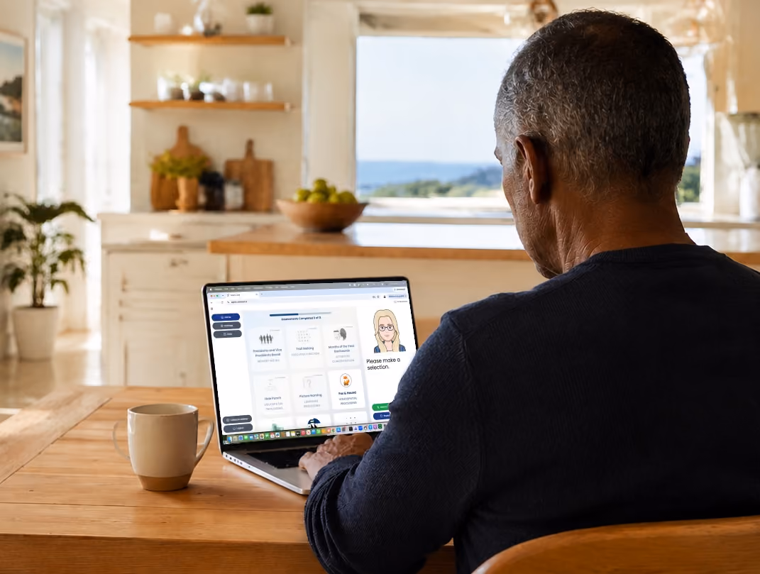WellSaid AI brain health assessment report shown on a tablet